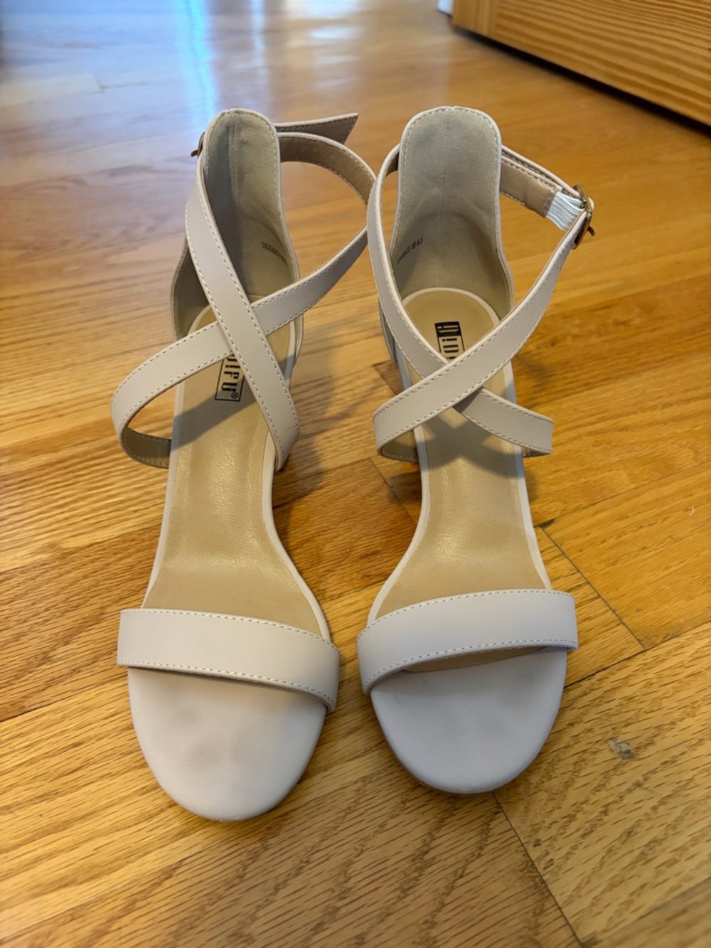 Women's Nude Strappy Ankle‑Wrap Heels